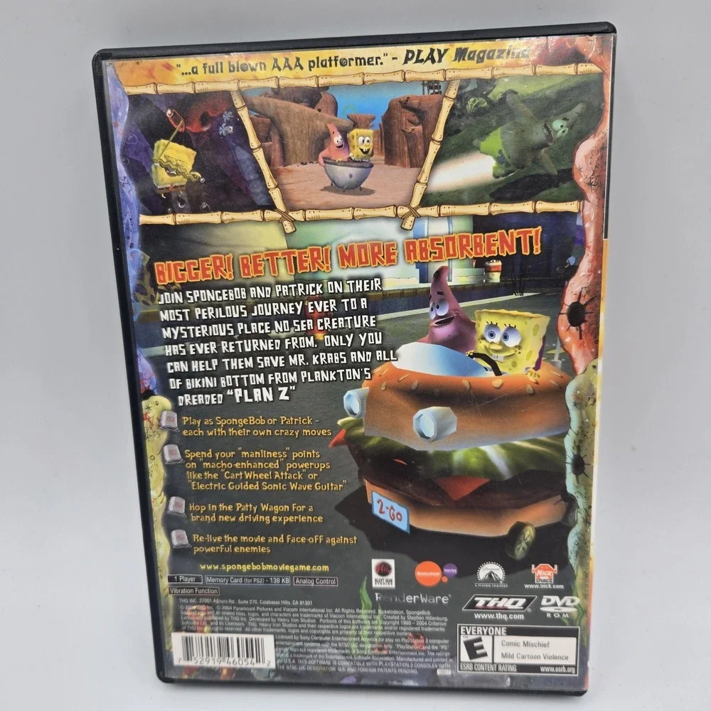 Vtg‎ SpongeBob SquarePants Movie Game PS2 CIB Complete PlayStation 2